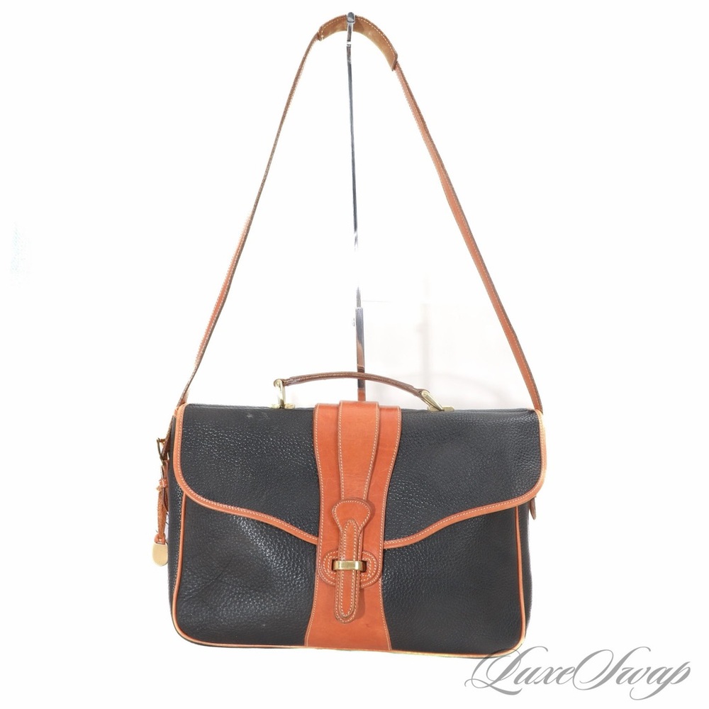 Dooney & Bourke Black and Tan Leather Messenger Bag